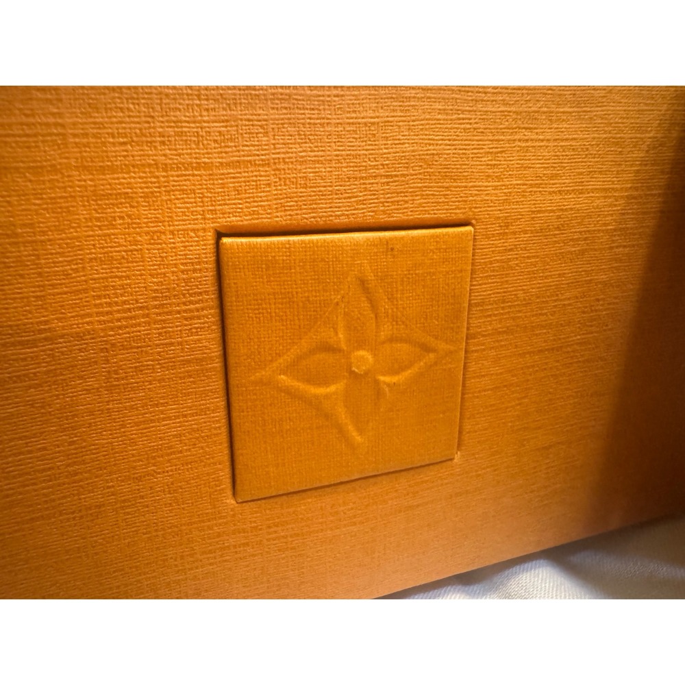 Louis Vuitton Lg Magnetic Collapsible Gift Box Orange Blue Ribbon Card 14x5x10 - Picture 3 of 7